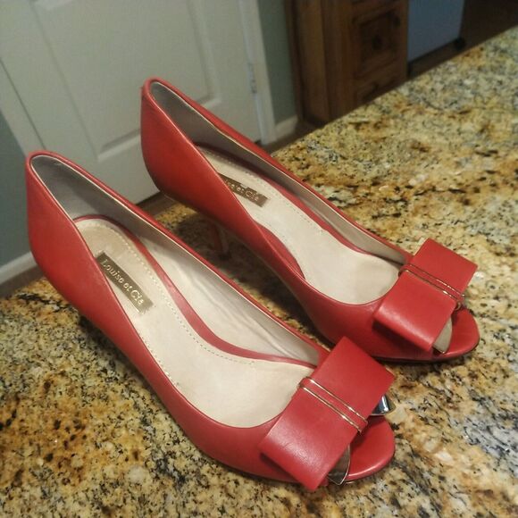Louise et Cie LO-JORDYNA Women's LAVISH SHEEP NAPPA LEATHER PUMPS - Size 7M RED - Picture 3 of 12